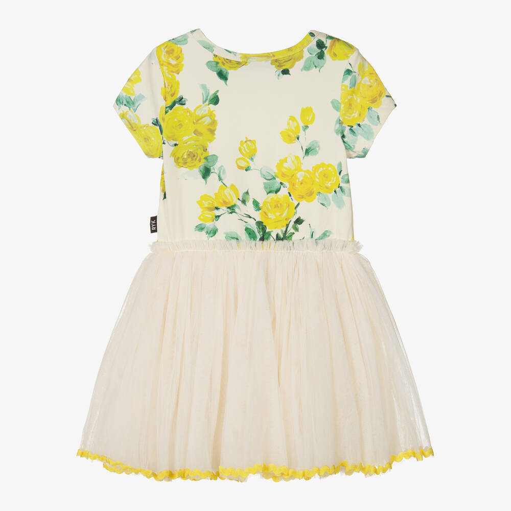 Rock Your Baby-Girls Yellow Cotton & Tulle Rose Dress | Childrensalon Outlet