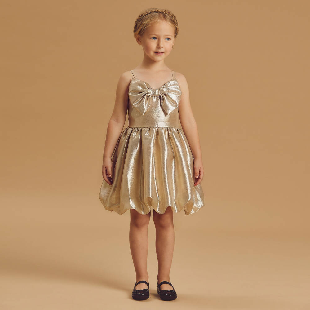 Rock Your Baby-Gold Bow Dress | Childrensalon Outlet