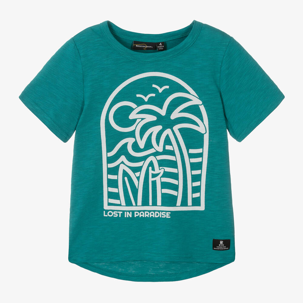 Rock Your Baby-Зеленая хлопковая футболка Lost In Paradise | Childrensalon Outlet