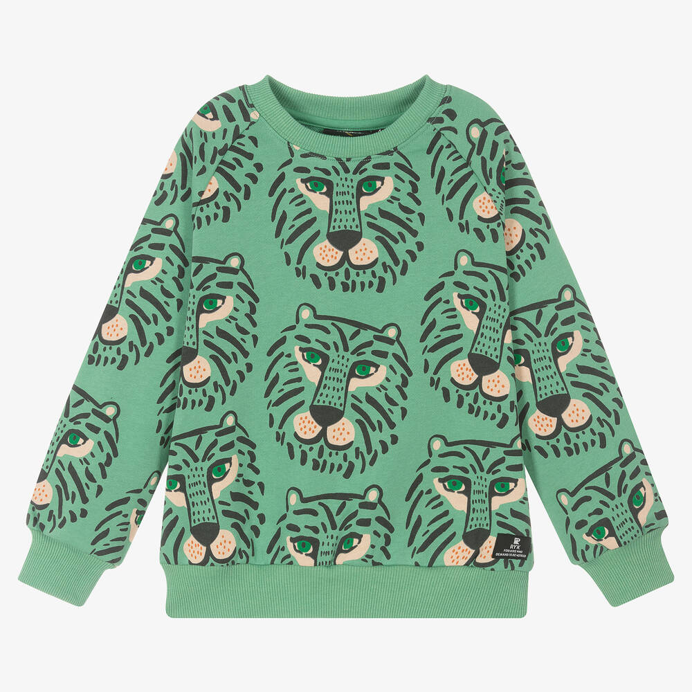 Rock Your Baby - Grünes Baumwoll-Tiger-Sweatshirt | Childrensalon