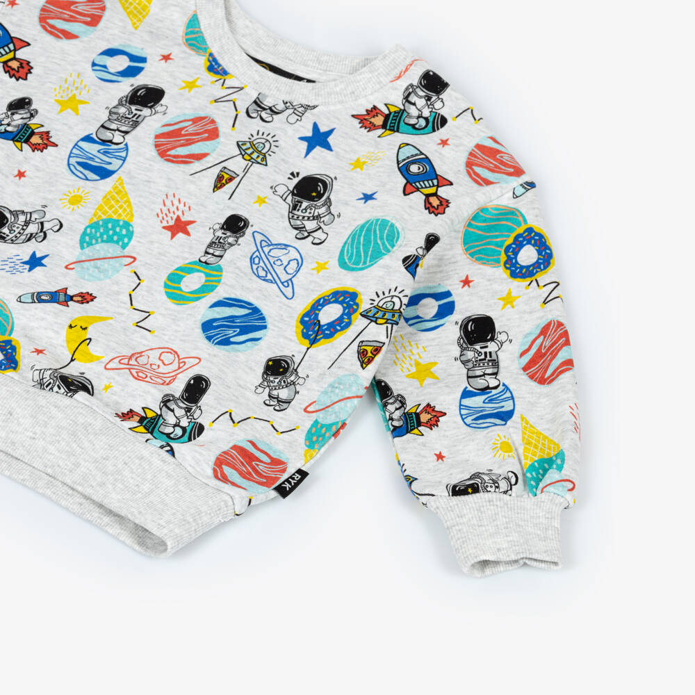 Rock Your Baby-Grey Space Print Sweatshirt | Childrensalon Outlet