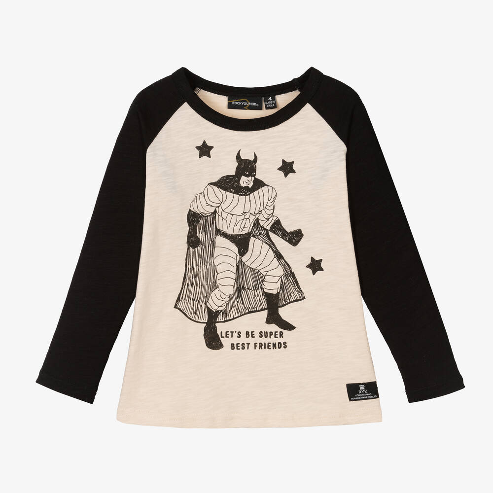 Rock Your Baby - Ivory & Black Super Best Friends Cotton Top | Childrensalon