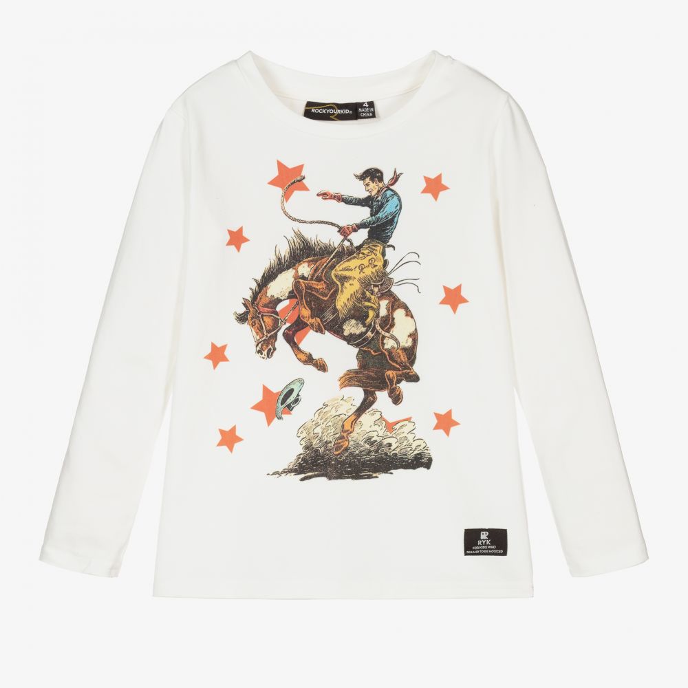 Rock Your Baby-Ivory Cotton Bronco Top | Childrensalon Outlet