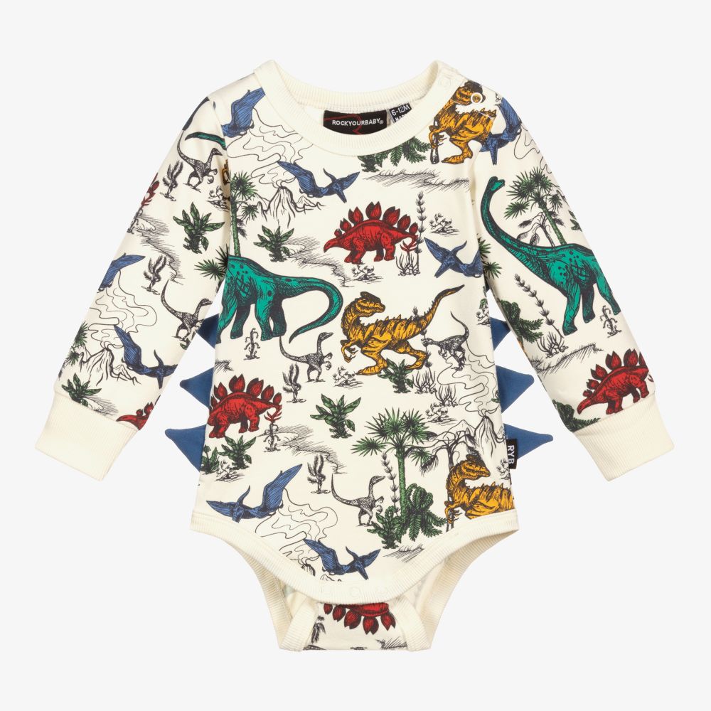 Rock Your Baby-Кремовое хлопковое боди с динозаврами | Childrensalon Outlet