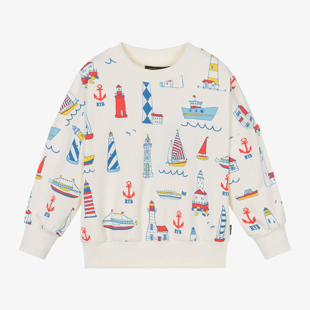 Rock Your Baby-Ivory Cotton Nautical Print Sweatshirt | Childrensalon Outlet