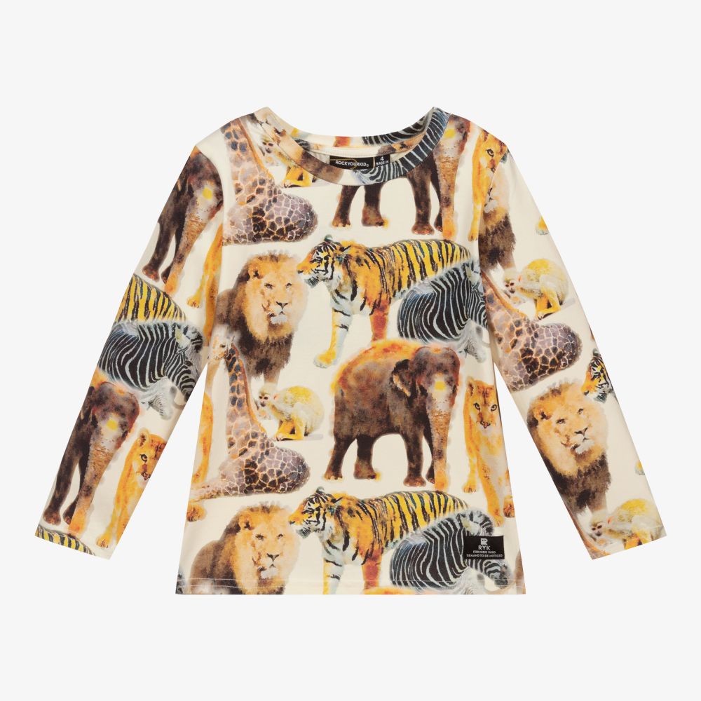 Rock Your Baby-Кремовый хлопковый топ с принтом Safari | Childrensalon Outlet