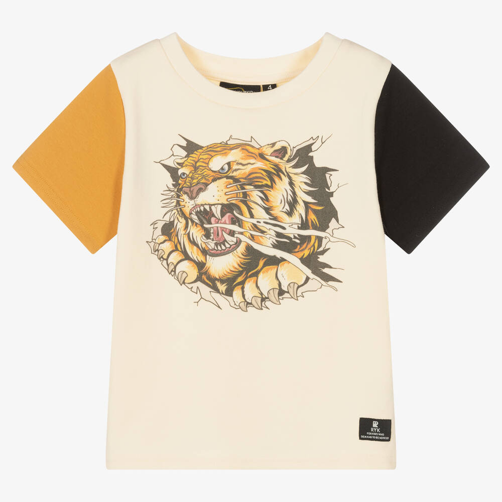 Rock Your Baby - Elfenbeinfarbenes Easy Tiger T-Shirt | Childrensalon
