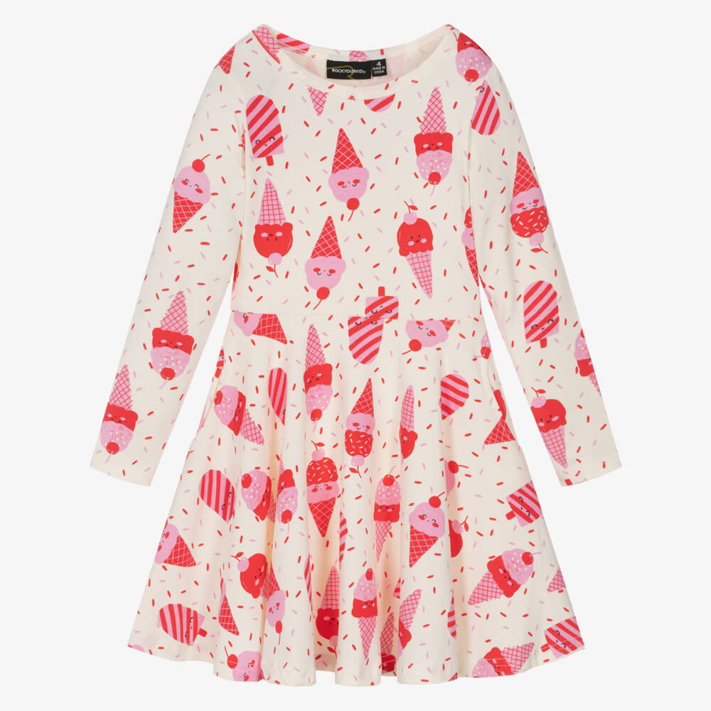 Rock Your Baby-Ivory Ice Cream Print Dress | Childrensalon Outlet