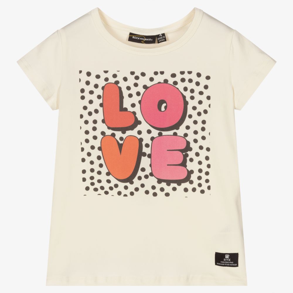Rock Your Baby - Кремовая футболка с надписью Love | Childrensalon