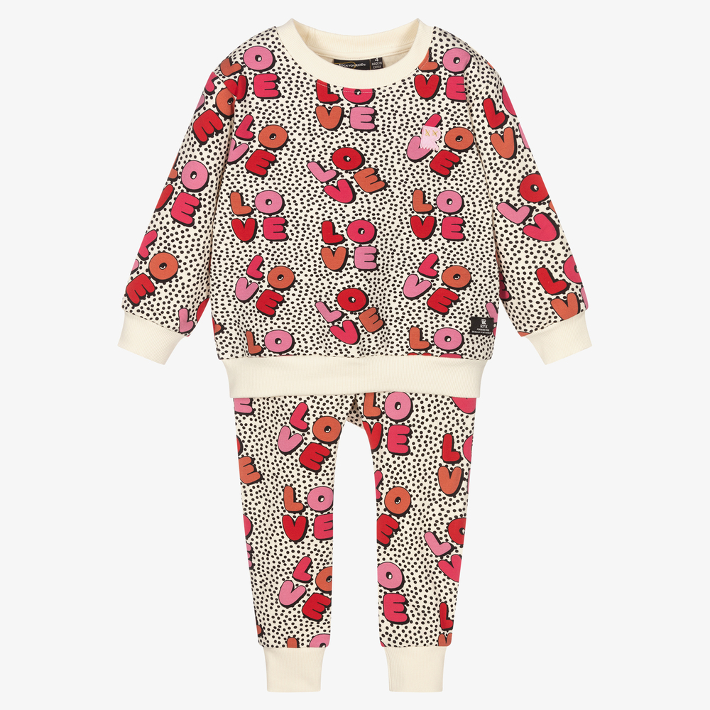 Rock Your Baby - Ivory Love to Love Tracksuit  | Childrensalon