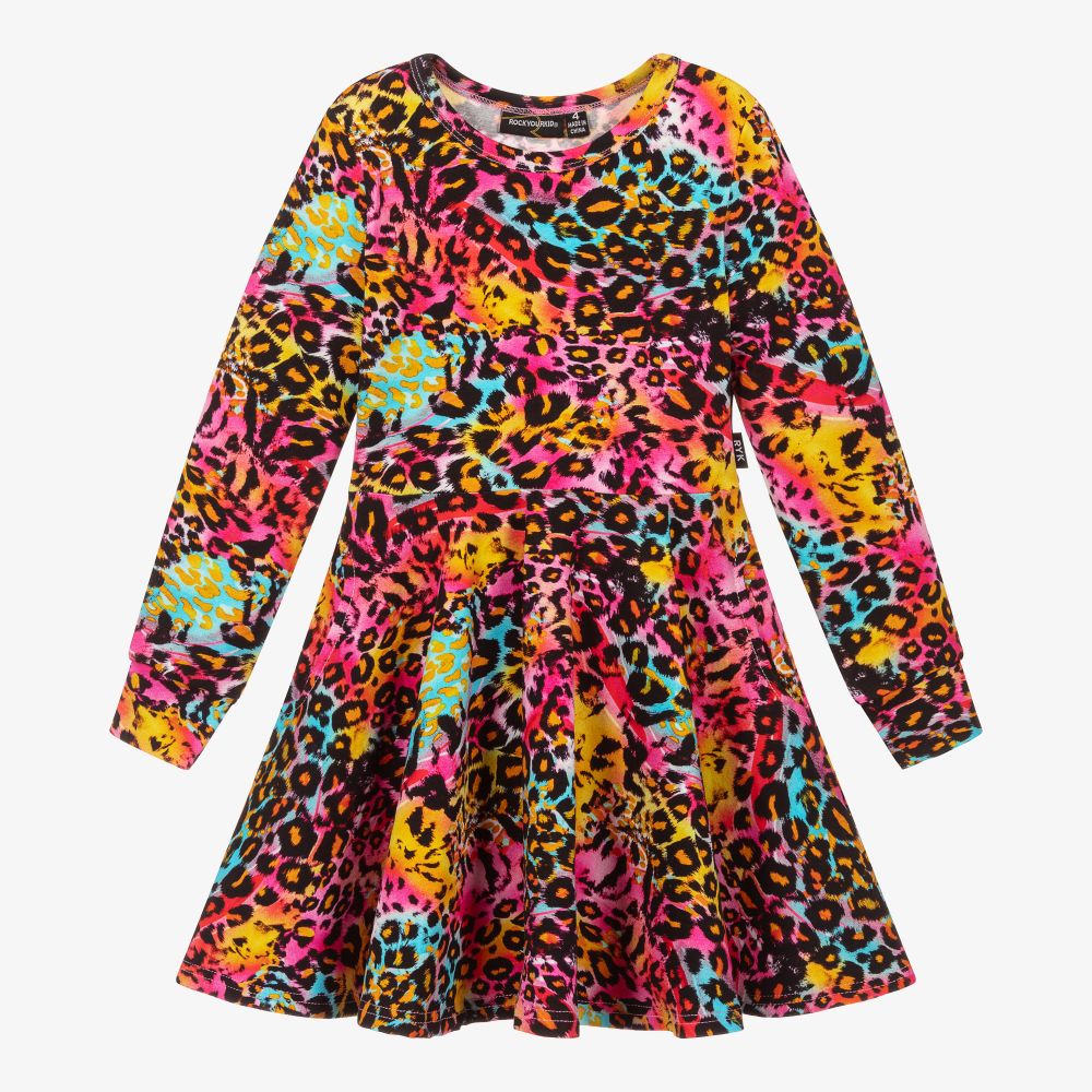 Orange and blue clearance leopard print dress