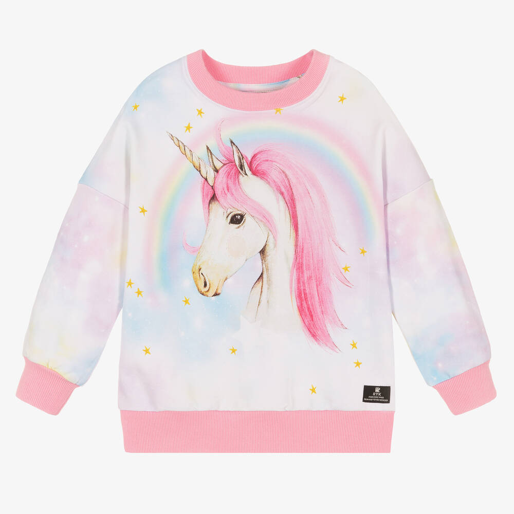 Rock Your Baby - Pink & Blue Cotton Unicorn Sweatshirt | Childrensalon