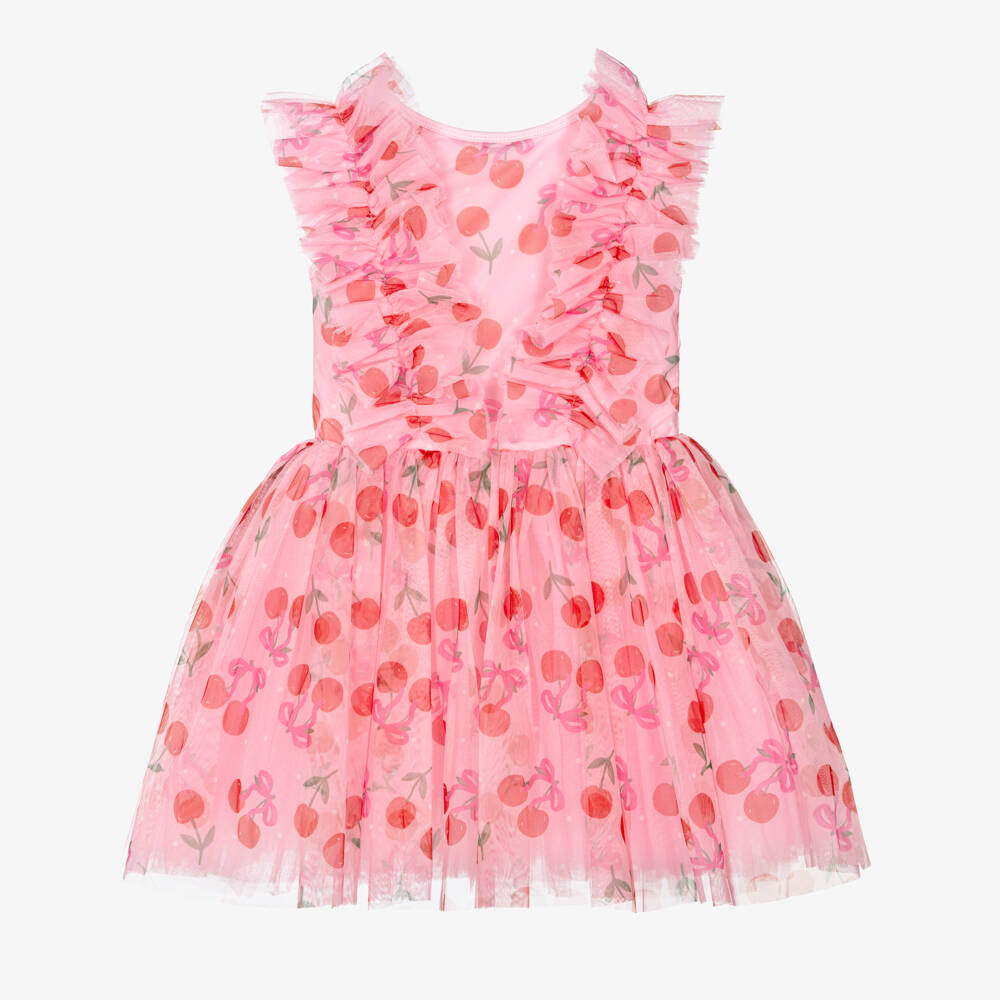 Rock Your Baby-Pink Cherry Print Tulle Dress | Childrensalon Outlet
