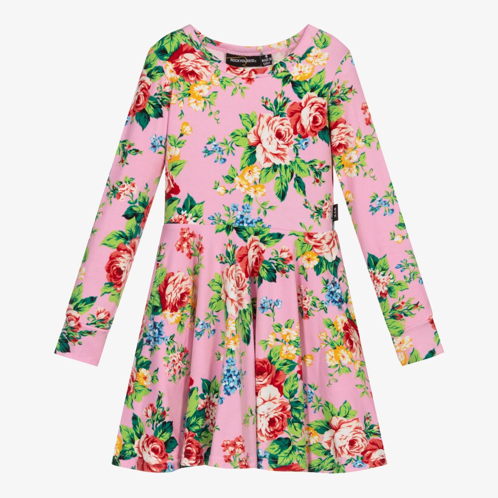 Rock Your Baby - Pink Cotton Floral Dress | Childrensalon