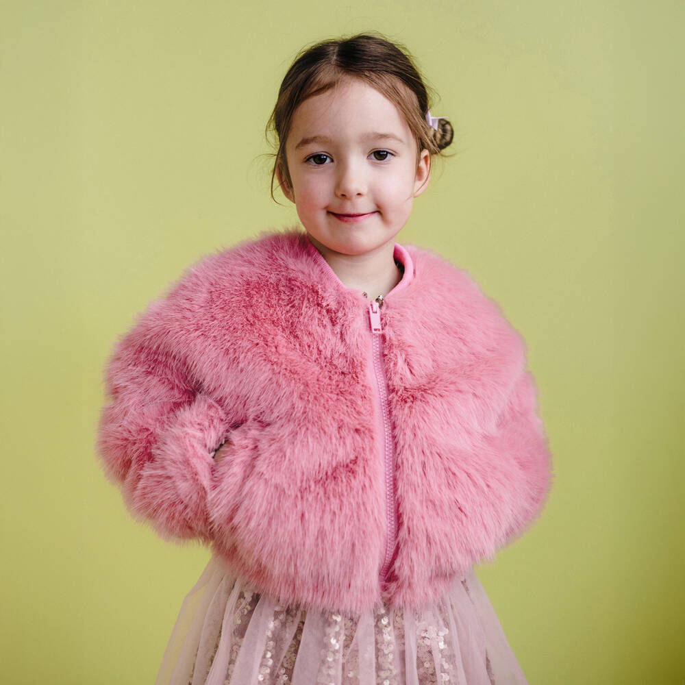 Rock Your Baby-Pink Faux Fur Short Jacket | Childrensalon Outlet