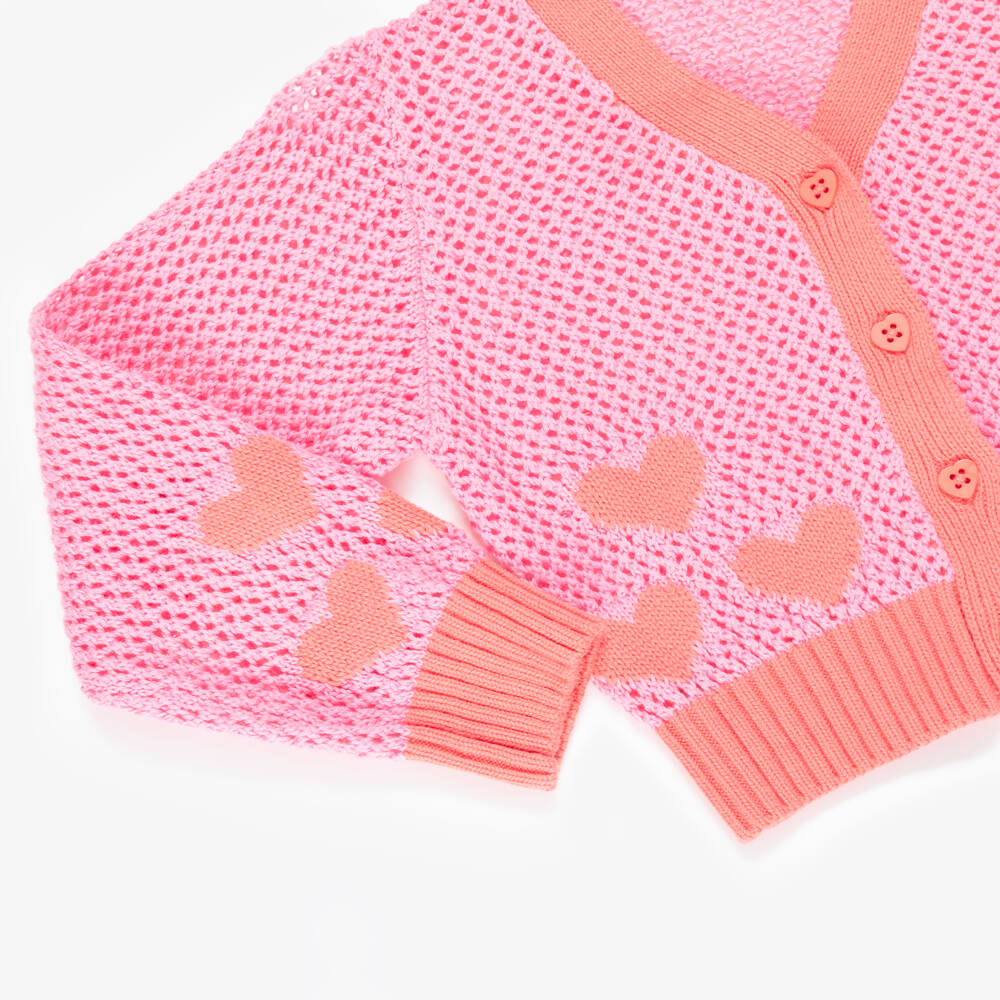 Rock Your Baby-Pink Heart Print Cardigan | Childrensalon Outlet
