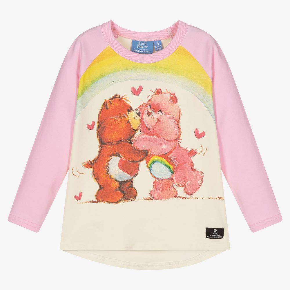 Rock Your Baby - Pink & Ivory Care Bear Top | Childrensalon
