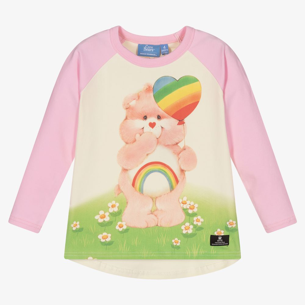 Rock Your Baby - Pink & Ivory Care Bear Top | Childrensalon