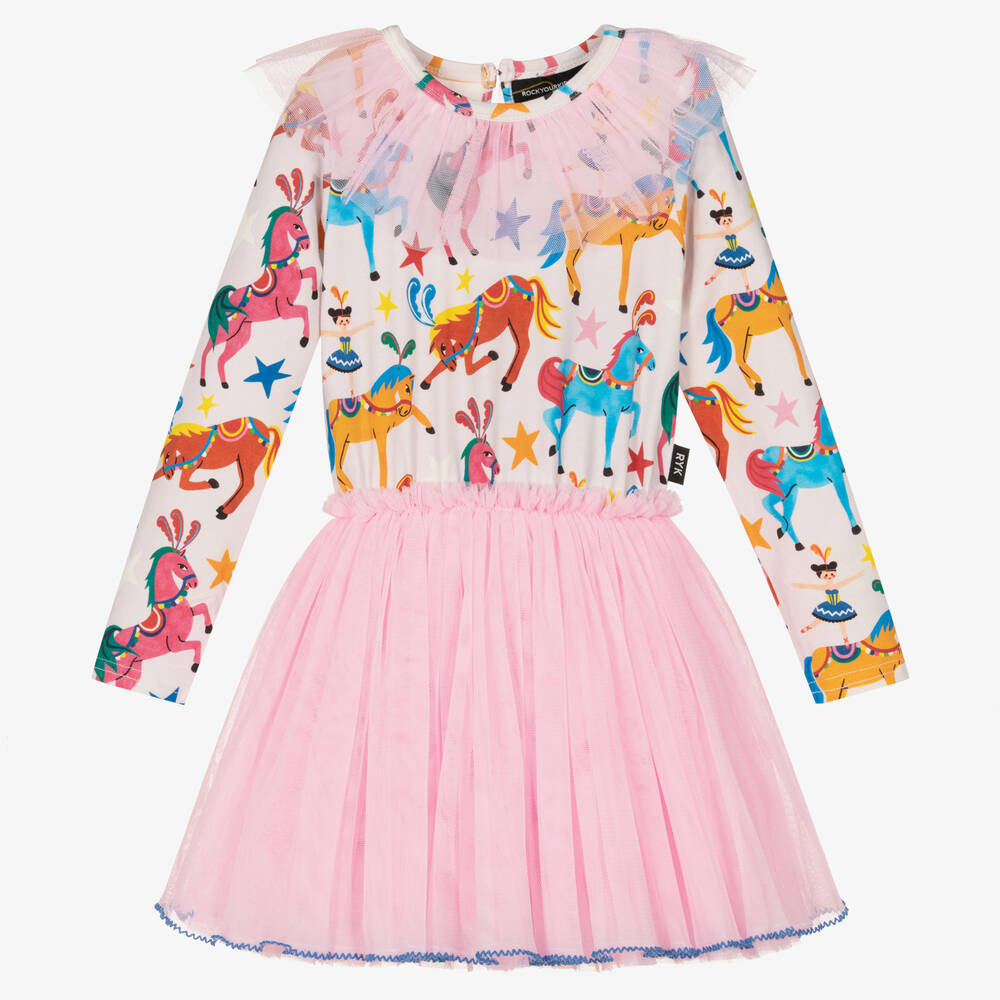 Rock Your Baby - Розовое платье из тюля с лошадками | Childrensalon