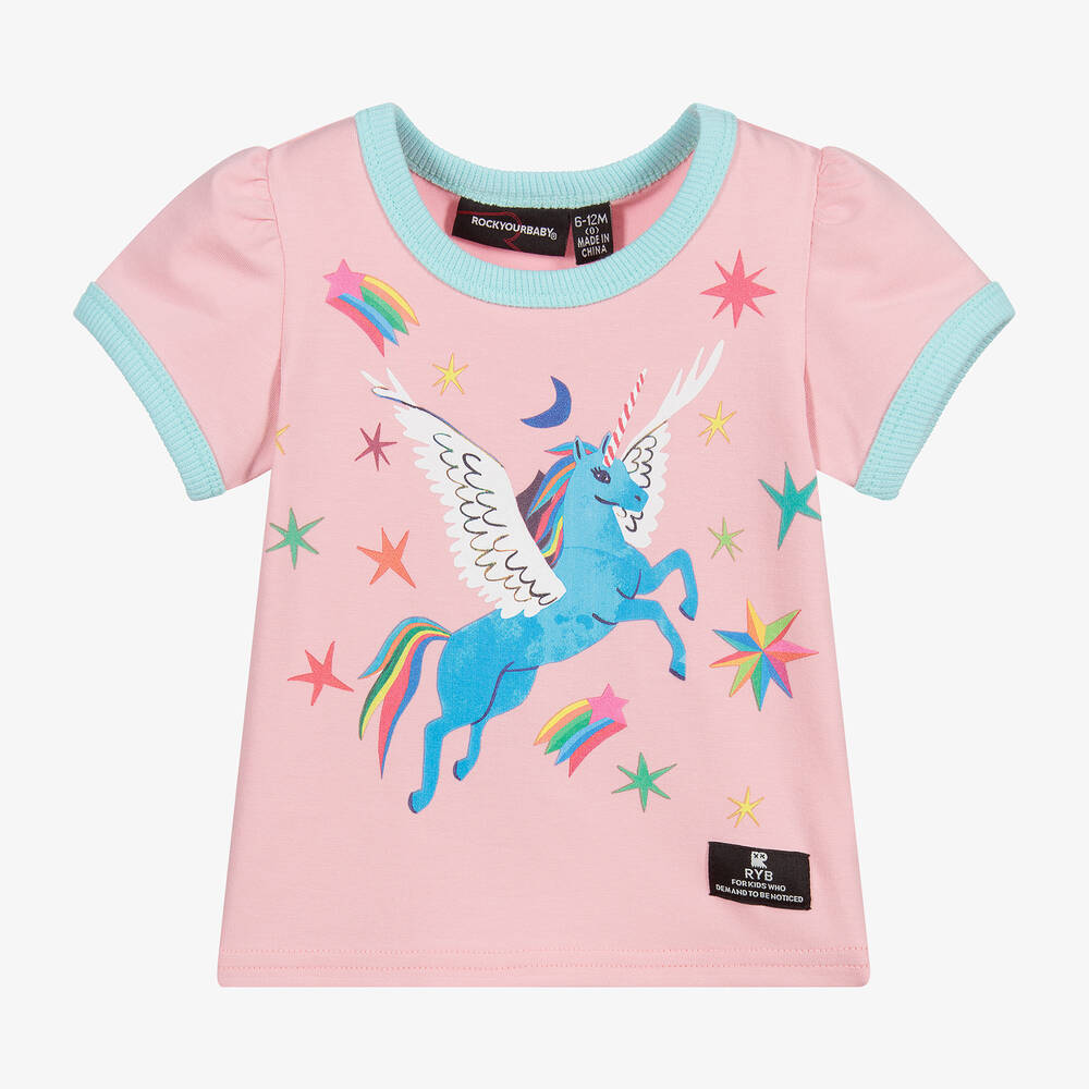 Rock Your Baby-Pink Pegasus Baby T-Shirt | Childrensalon Outlet