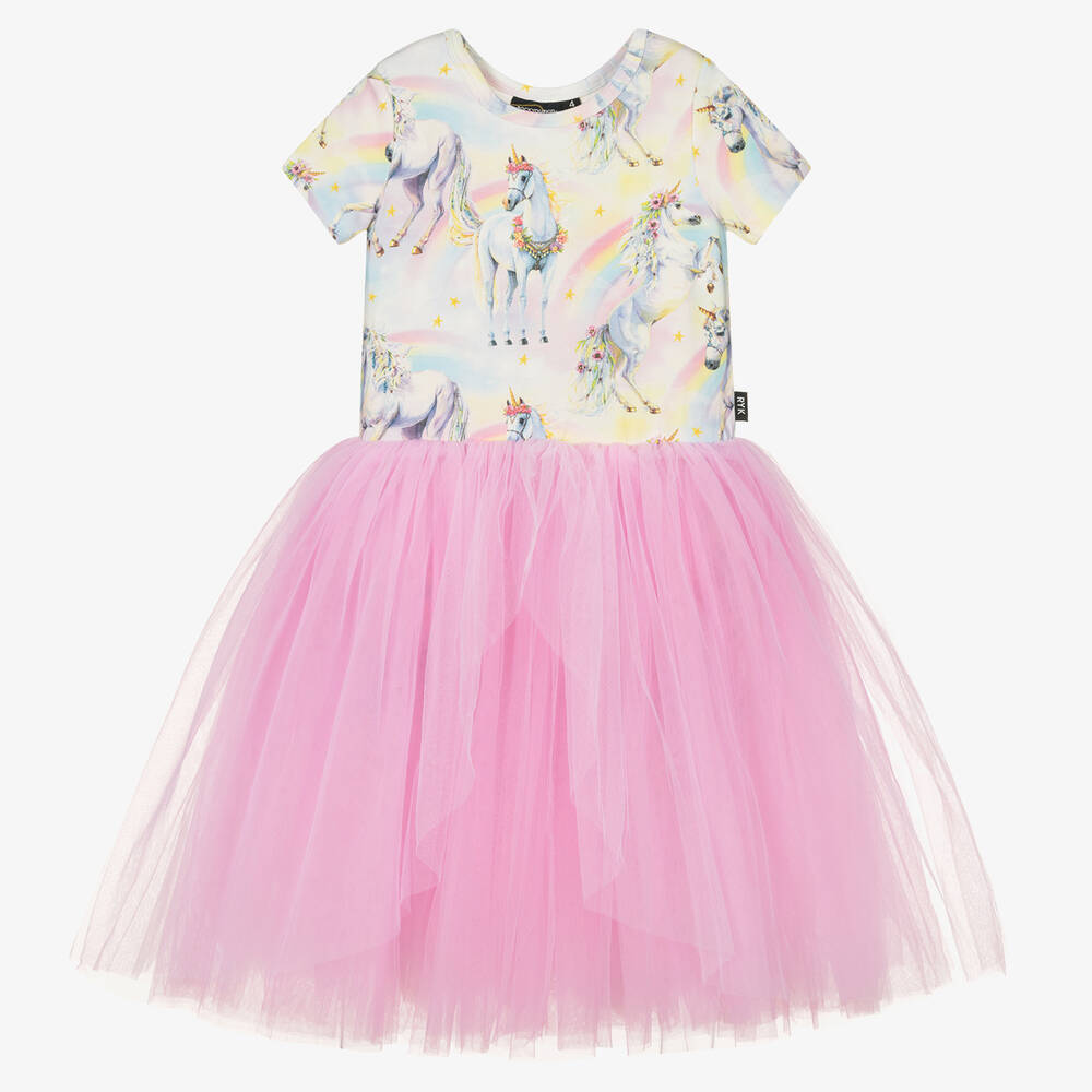 Rock Your Baby - Pink Sorbet Unicorn Tulle Dress | Childrensalon