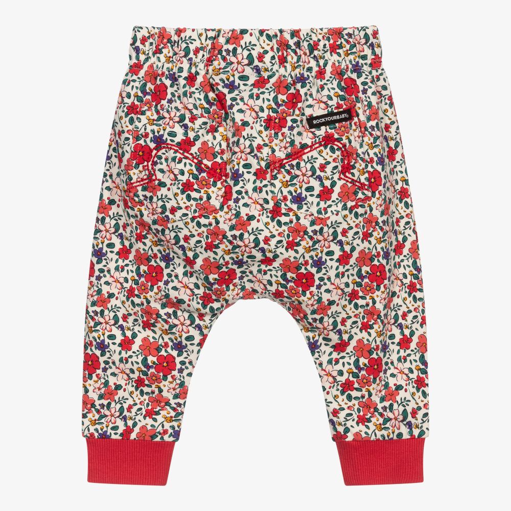Rock Your Baby Red Floral Baby Joggers