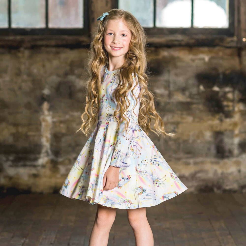 Rock Your Baby-Sorbet Unicorn Cotton Dress | Childrensalon Outlet