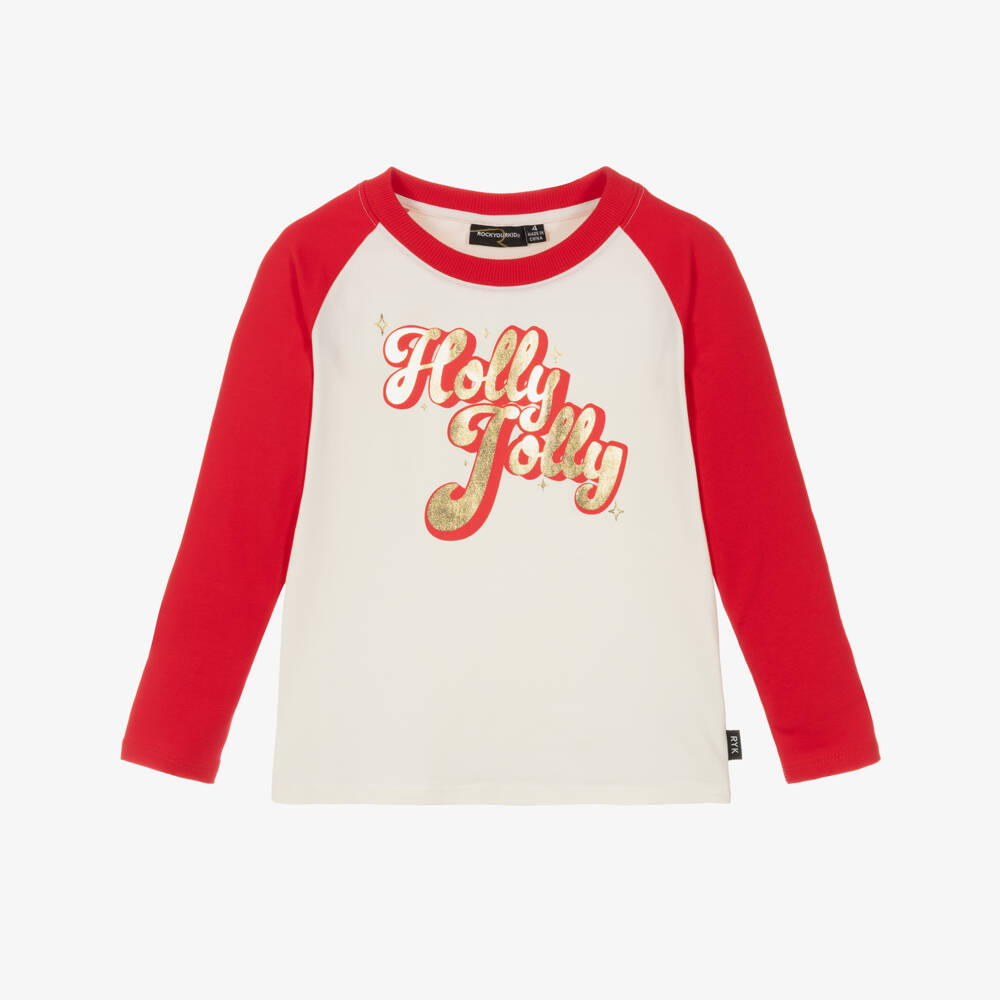 Rock Your Baby-White And Red Xmas Ls T-shirt | Childrensalon Outlet