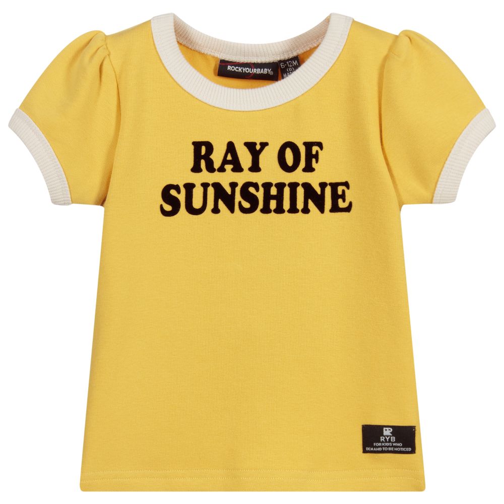 Rock Your Baby - Yellow Cotton Baby T-Shirt | Childrensalon