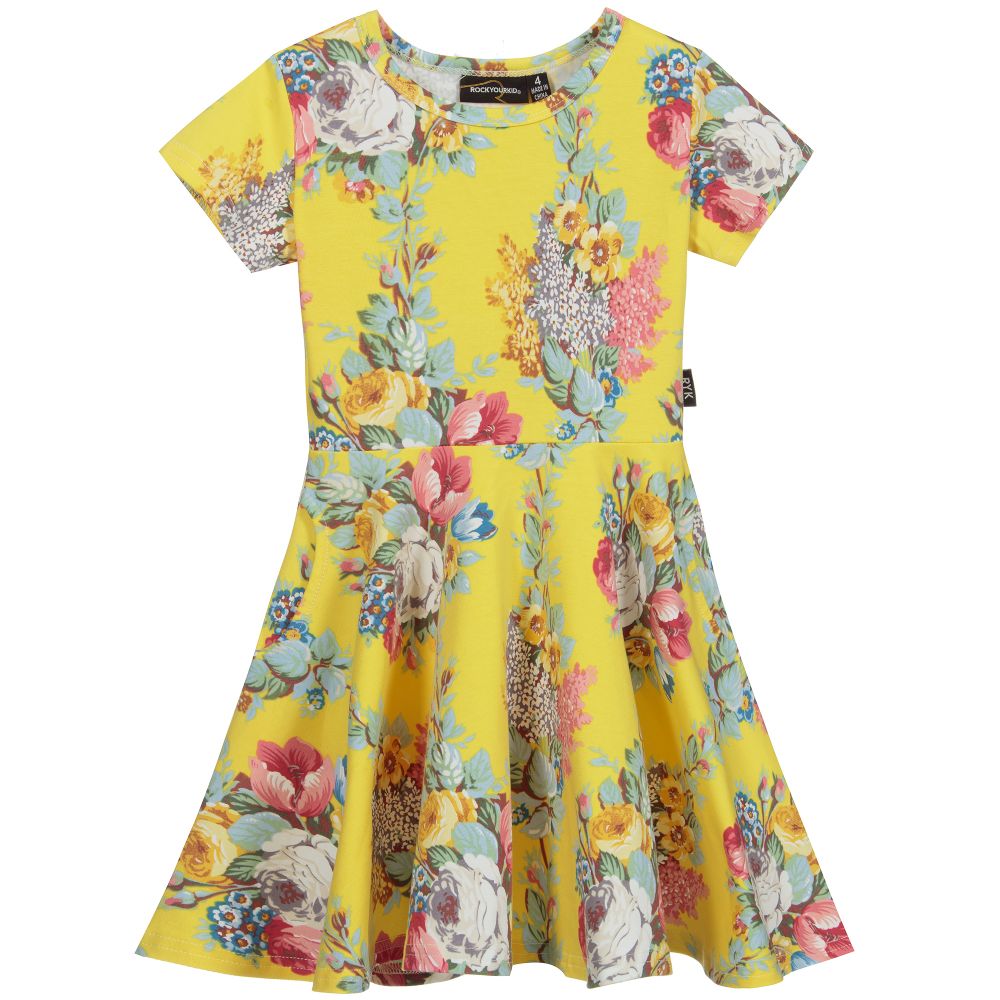Rock Your Baby - Yellow Cotton Floral Dress | Childrensalon