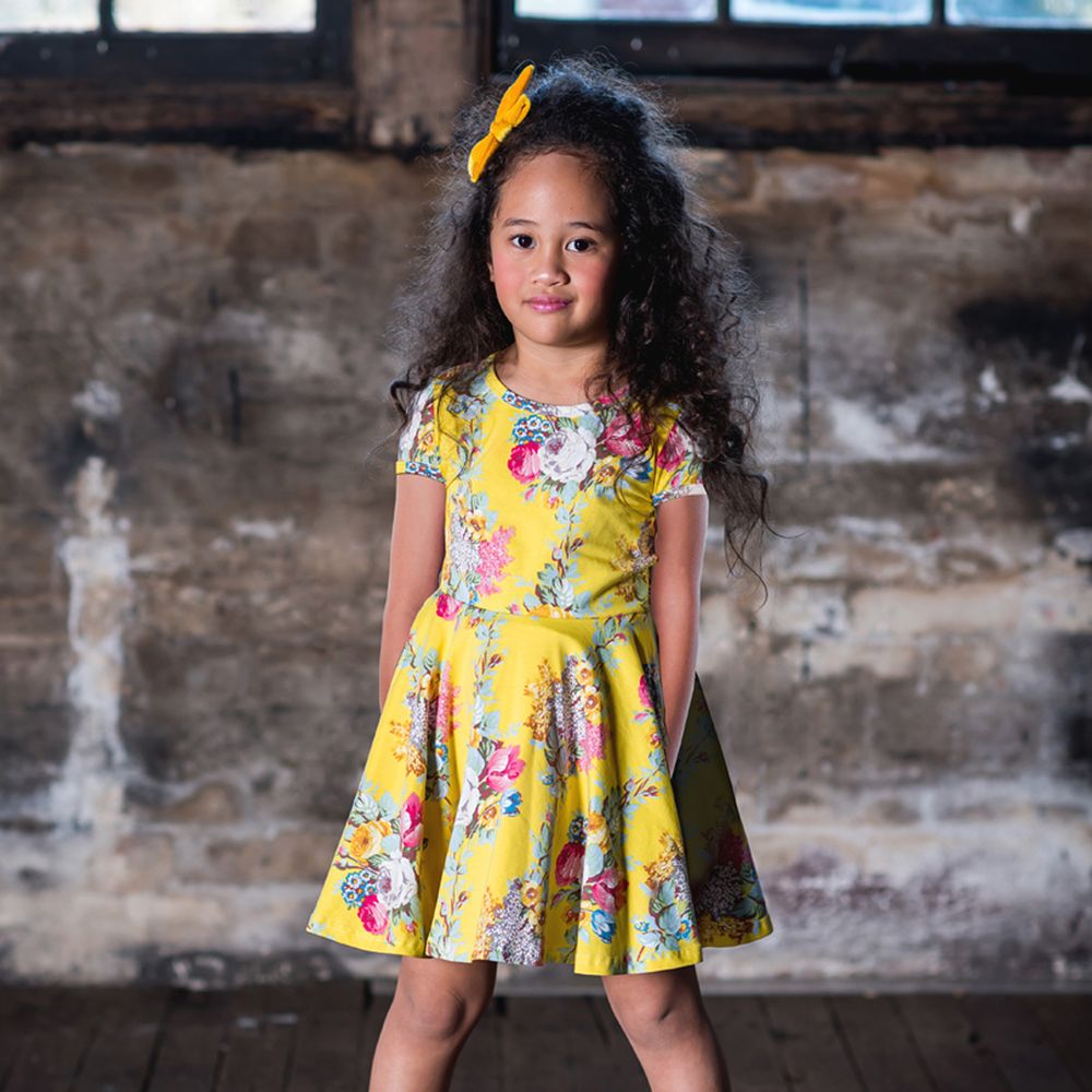 Yellow floral baby dress deals