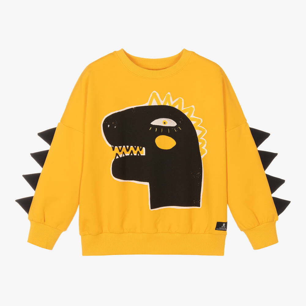 Rock Your Baby - Yellow Dino Cotton Sweatshirt | Childrensalon