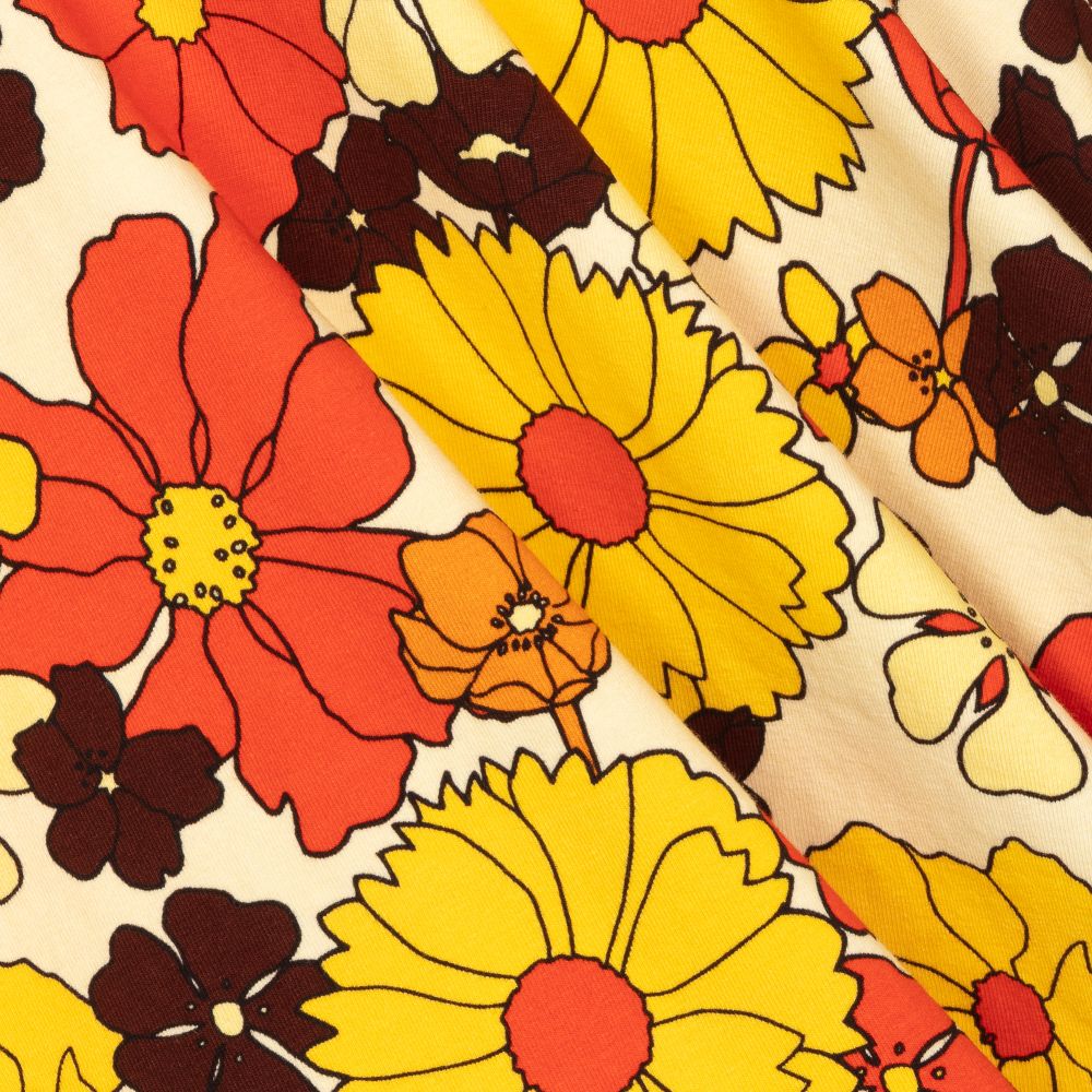 روك يور بيبي-فستان قطن جيرسي لون أصفر بطبعة ورود | Childrensalon Outlet