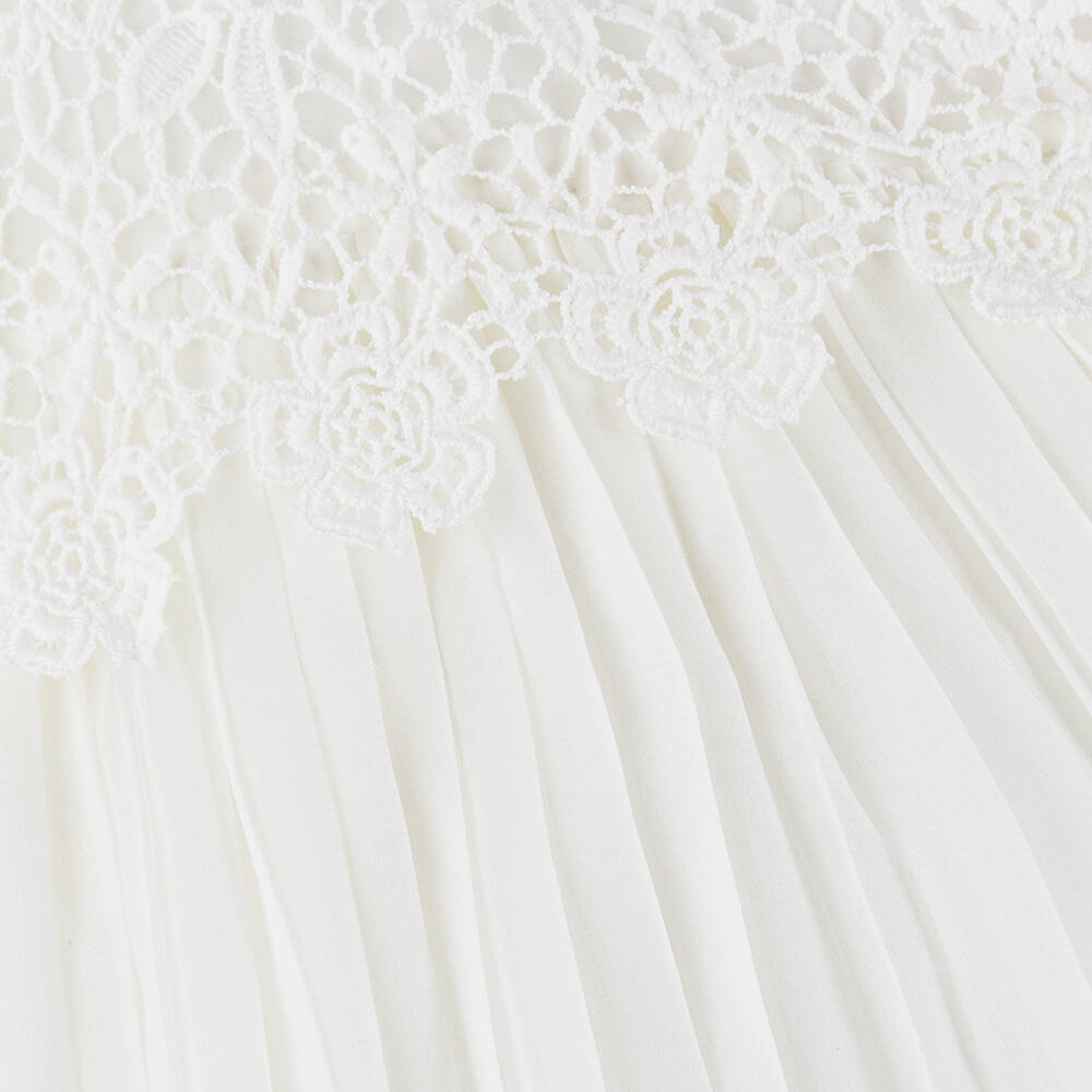 رومانو-فستان أطفال بناتي شيفون ودانتيل لون عاجي | Childrensalon Outlet