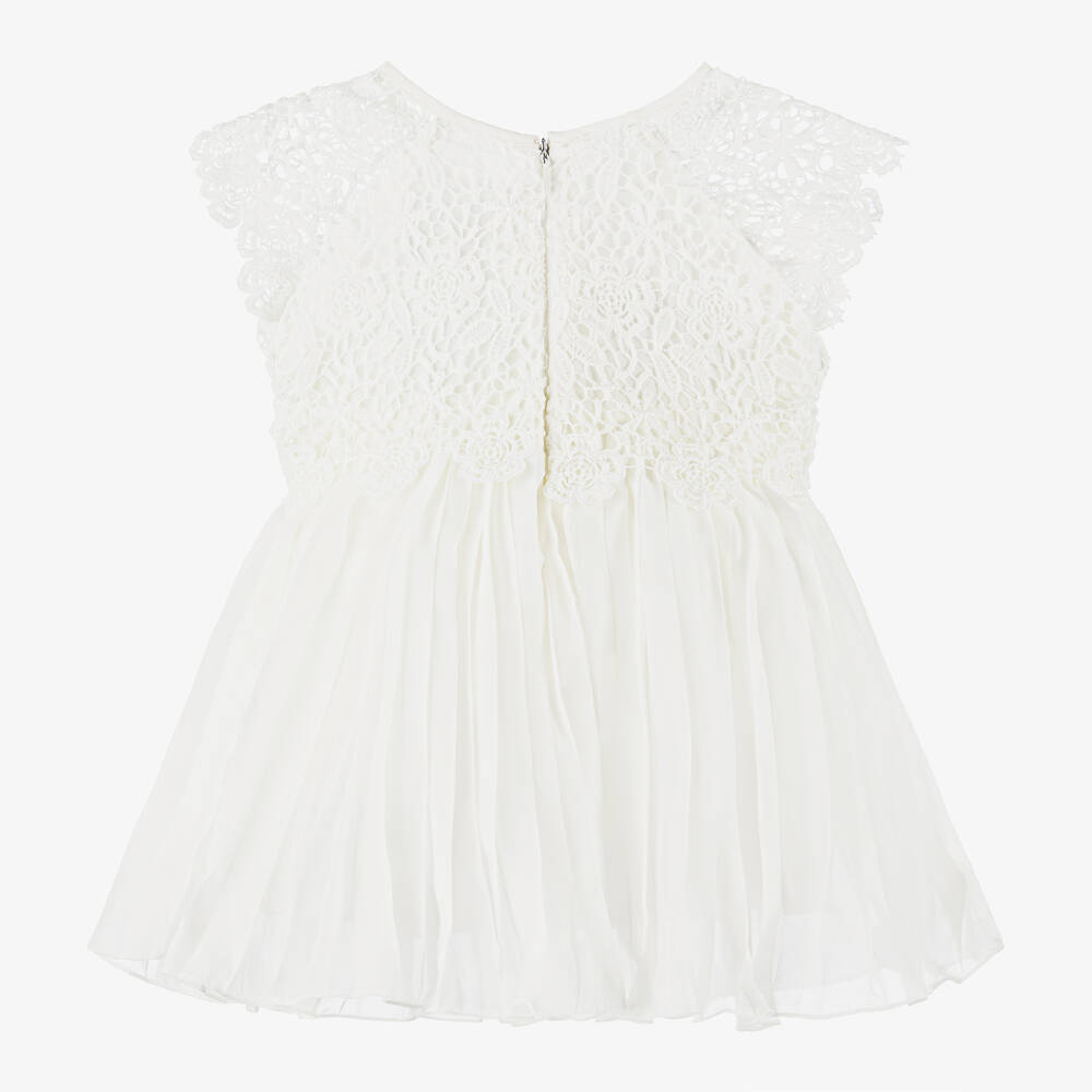 رومانو-فستان أطفال بناتي شيفون ودانتيل لون عاجي | Childrensalon Outlet