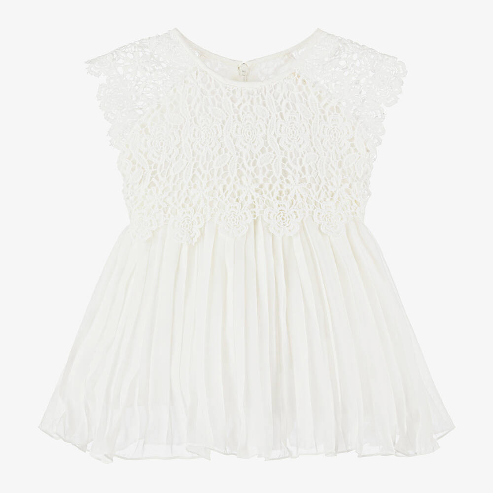 Romano - Baby Girls Ivory Lace & Chiffon Dress | Childrensalon