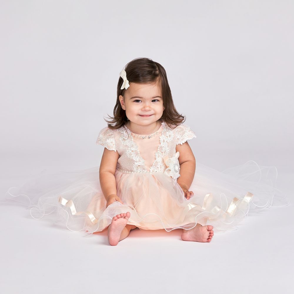 Peach dress baby girl top