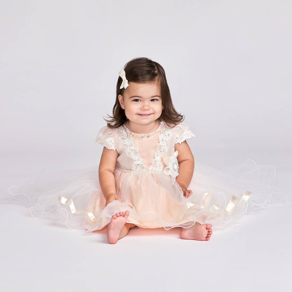 Romano Princess Baby Girls Peach Pink Dress Childrensalon Outlet