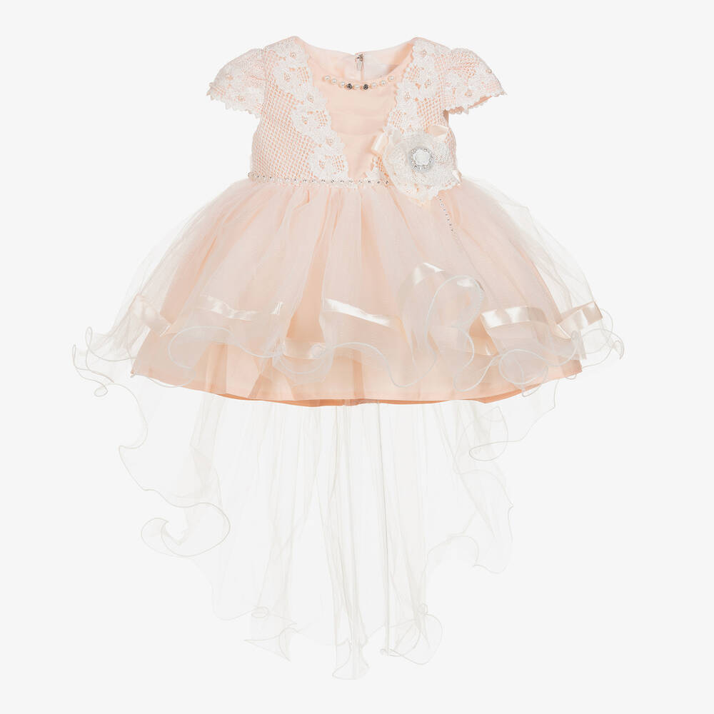 Romano Princess - Baby Girls Peach Pink Dress | Childrensalon