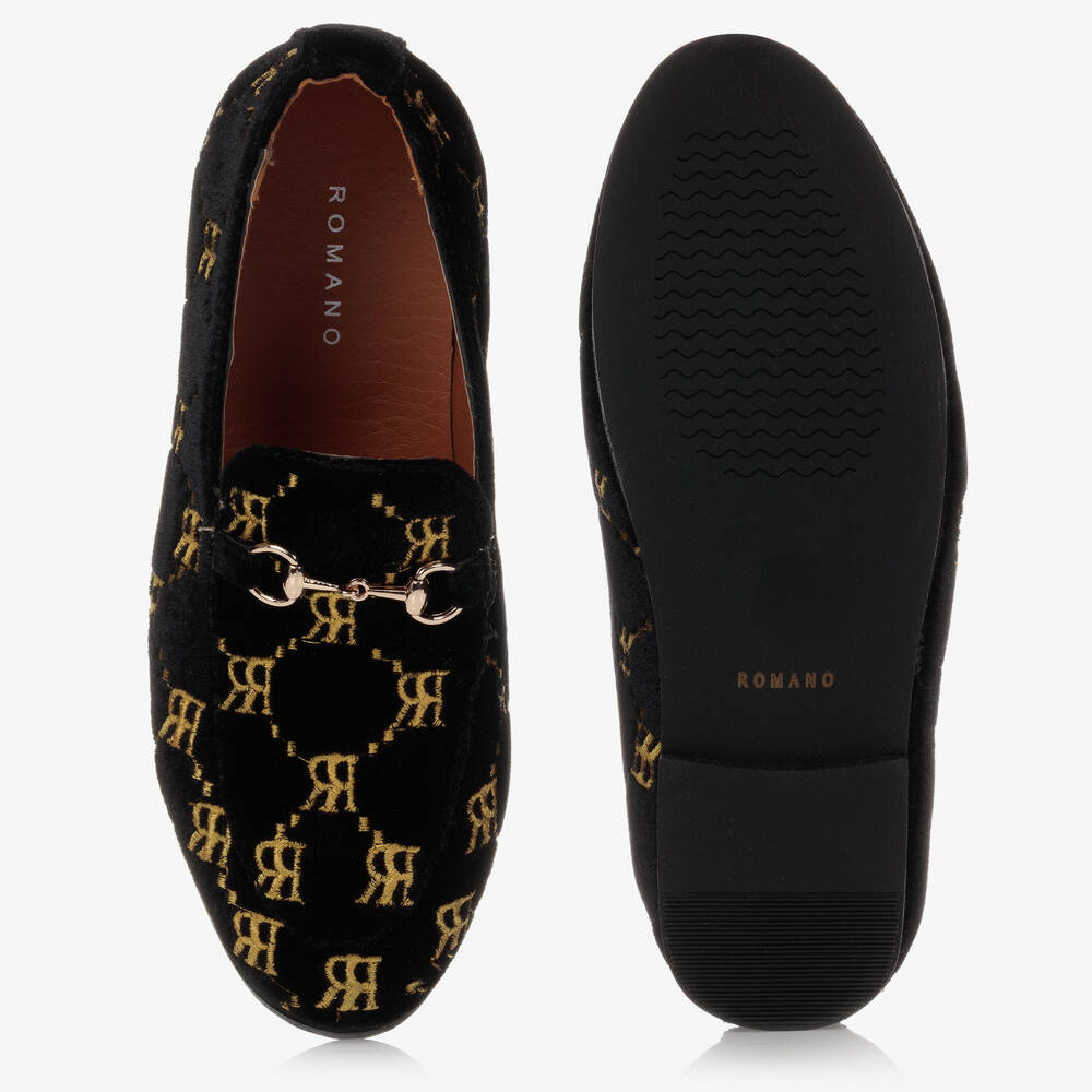 Boys black and gold loafers online