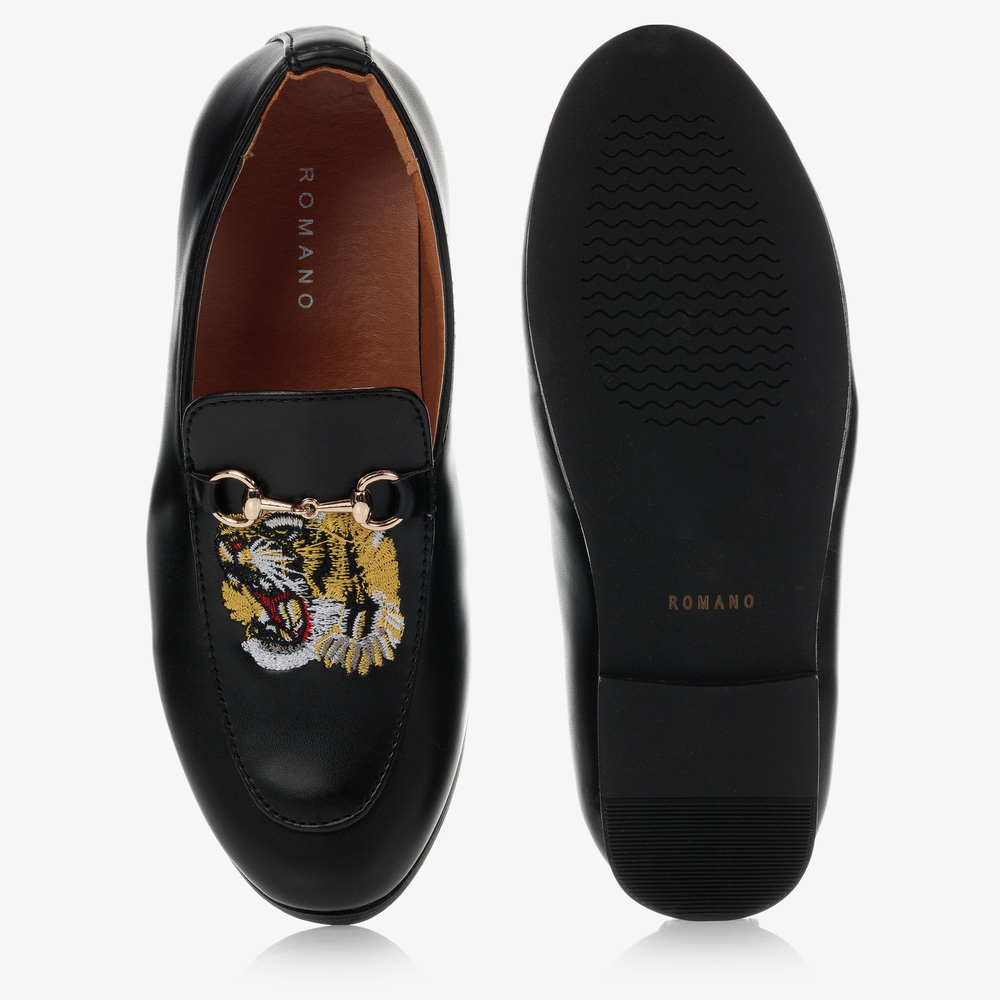 Romano Black necked Tiger Slip On Shoes