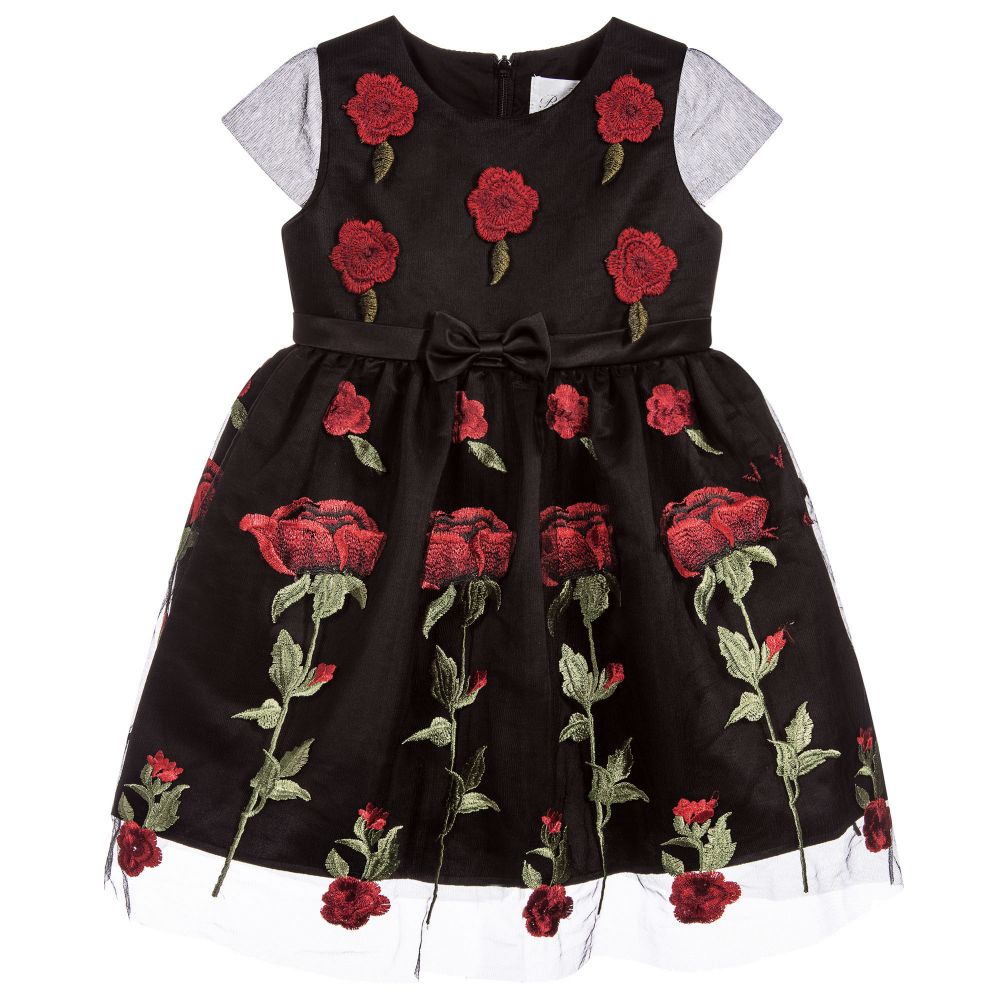 Romano Princess - Black Tulle & Red Rose Dress | Childrensalon