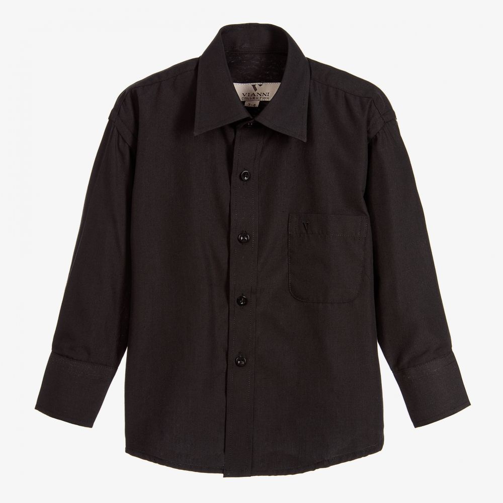 Romano Vianni - Boys Black Cotton Shirt | Childrensalon