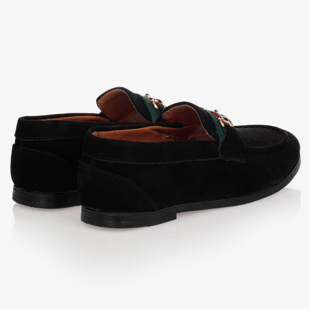 Romano-Boys Black Faux Suede Horsebit Loafers | Childrensalon Outlet