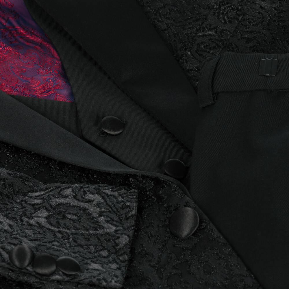 Romano-Boys Black Jacquard Suit | Childrensalon Outlet