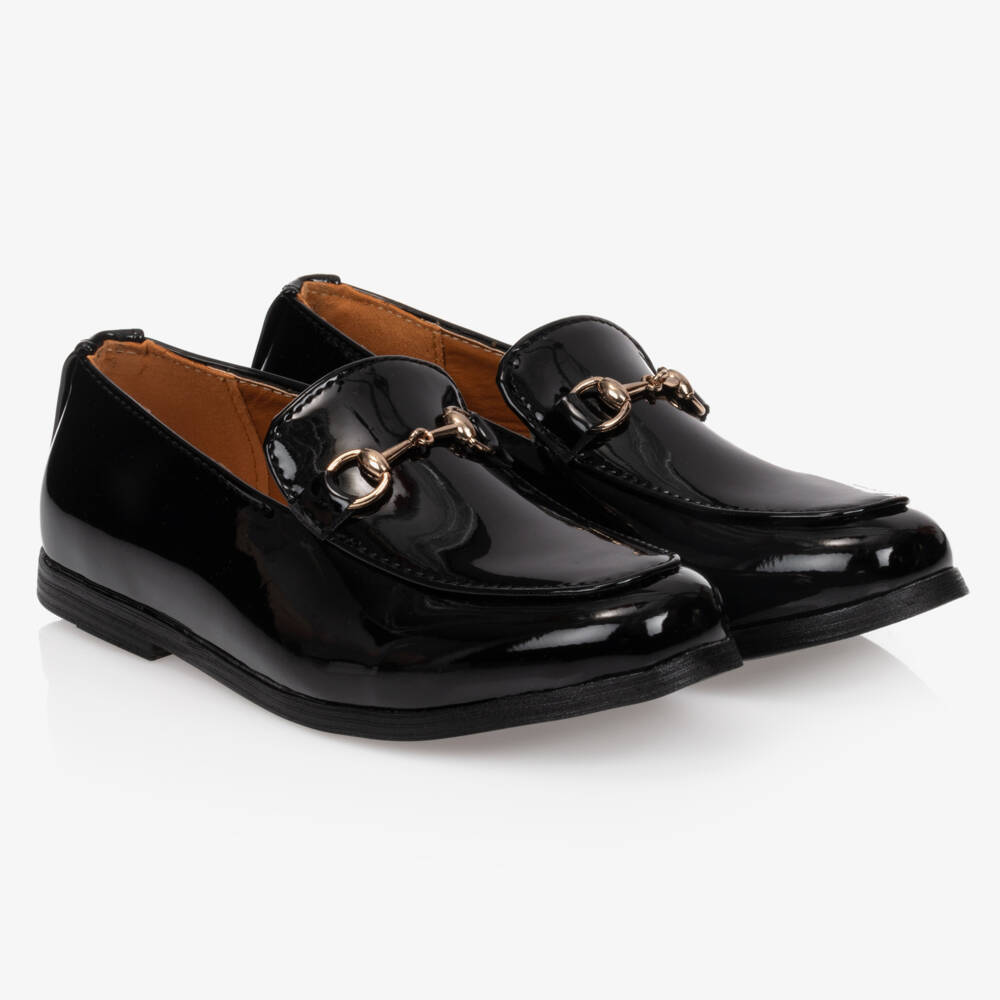 Romano-Boys Black Patent Loafers | Childrensalon Outlet
