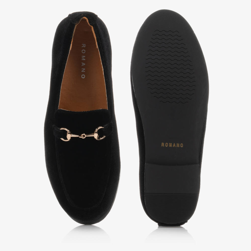 Romano-Boys Black Velvet Loafers | Childrensalon Outlet