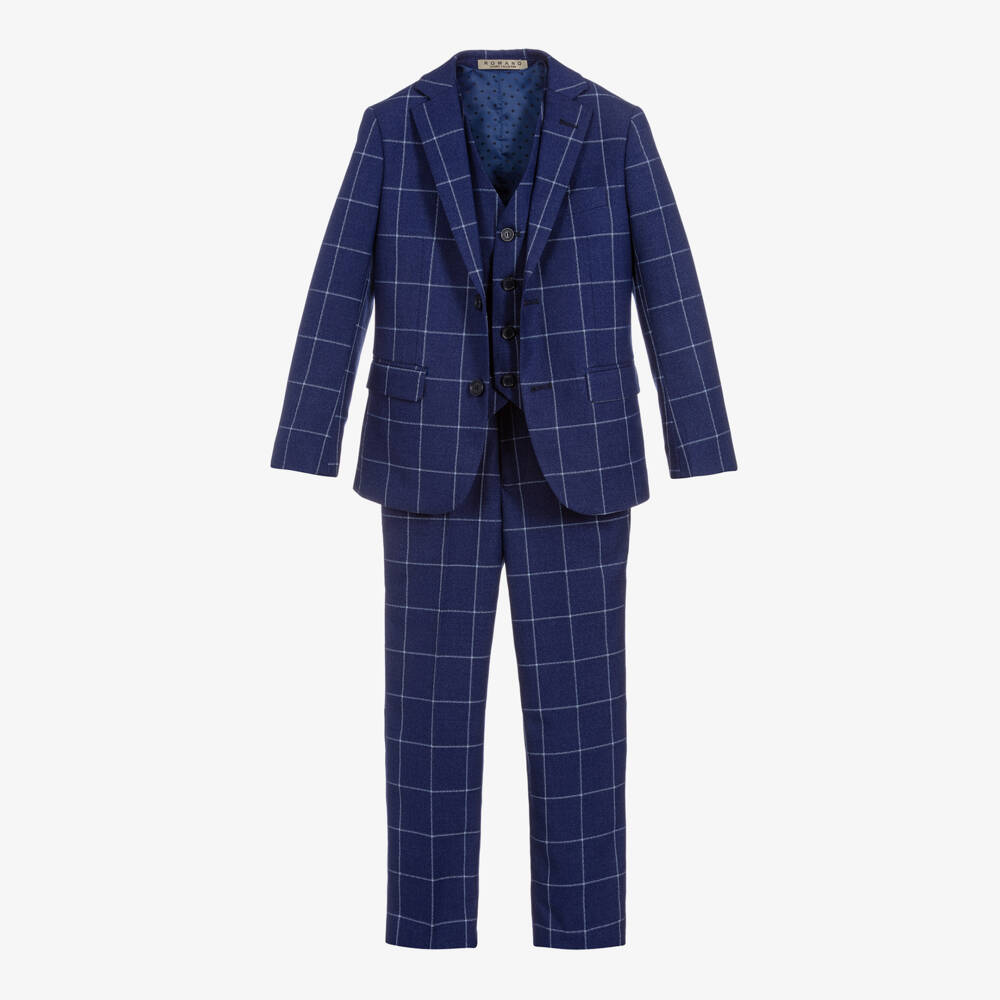 Romano-بدلة رسمية بنقشة مربعات للأولاد باللون الكحلي | Childrensalon Outlet