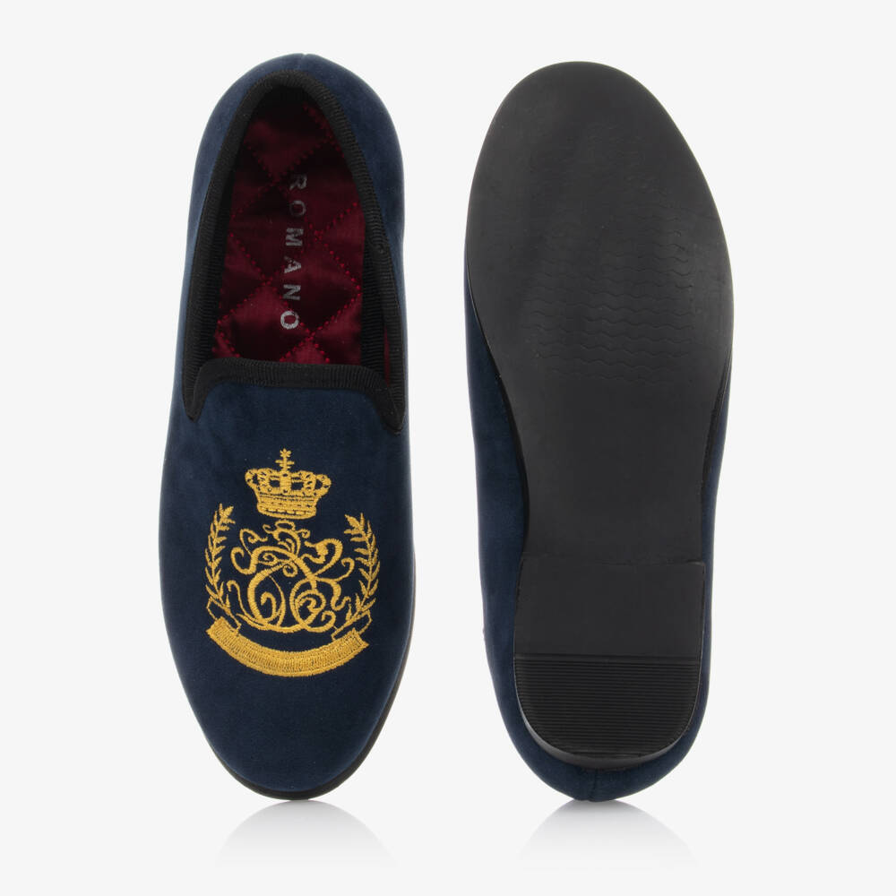 Romano-Boys Blue Crest Slip-On Shoes | Childrensalon Outlet