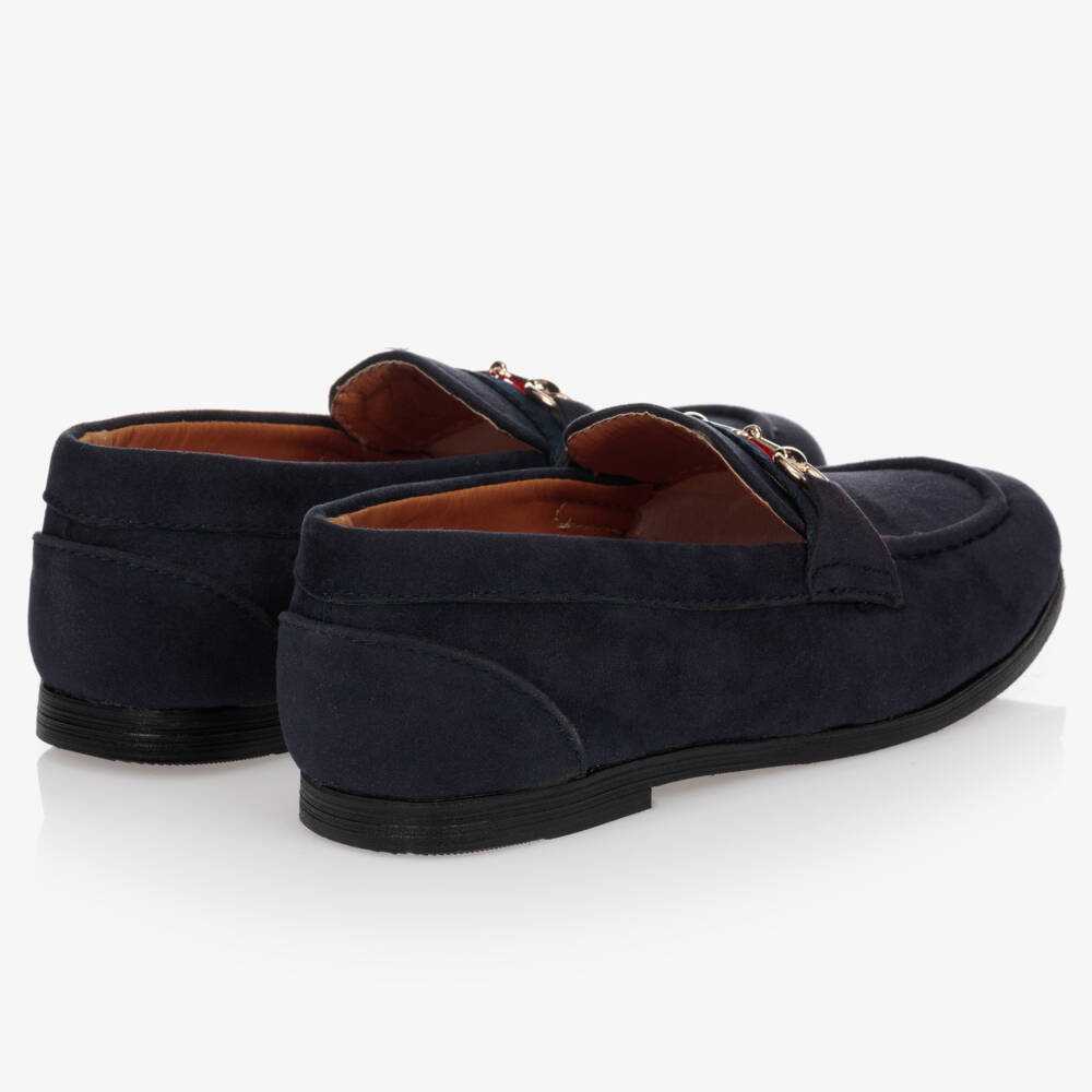 Romano-Boys Blue Faux Suede Horsebit Loafers | Childrensalon Outlet